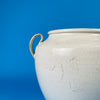 Side profile of the French antique pottery vase, revealing its smooth curve, subtle sheen, and historical craquelure glaze, ideal for rustic French or Mediterranean decor environments.
