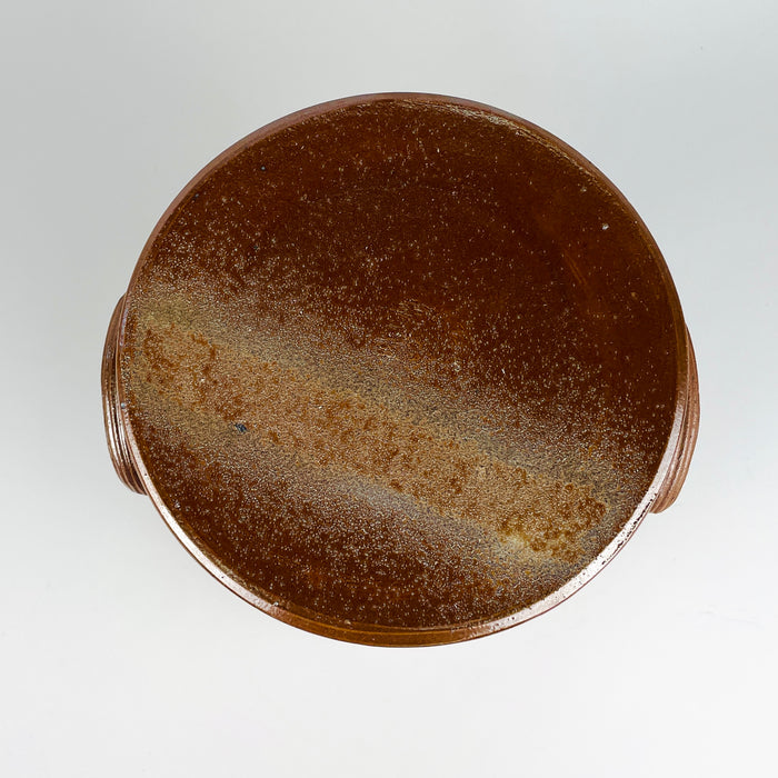 Antique Terracotta French Confit Pot with Lid — Early 20th Century Stoneware Crock