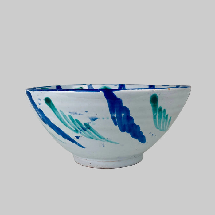 Vintage Spanish Fajalauza Lebrillo Bowl – Hand Painted Pottery from Granada, Mid 20th Century