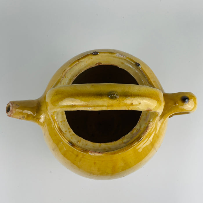 Antique French Terracota Yellow Pot – Large Gargolette Pottery Jug, Early 20th Century