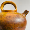 Spout and top handle detail on mid-19th century French ceramic water vessel with authentic burn marks and wear.