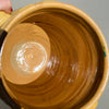 Artisanal craftsmanship detail of antique Lucena majolica orza, emphasizing rustic charm and early 20th-century production.
