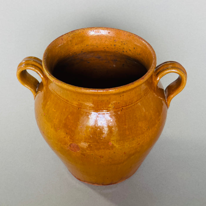 Southwest France vintage pottery jar, circa Early 20th Century, featuring beautiful natural glaze and rustic form.