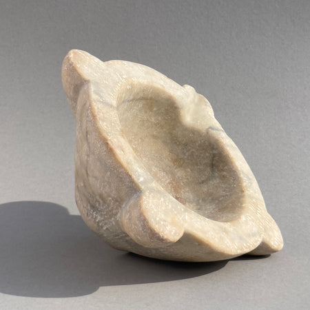 18th-century marble mortar with rounded lobed form, ideal for rustic farmhouse or Mediterranean decor.