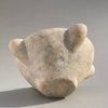 Base view of 18th-century French marble mortar, showcasing hand-chiseled details and smooth aged patina.
