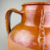 Upper neck and rim of an antique terracotta decorative vessel, showing the wide mouth opening, glaze banding, and the darker interior tone from years of use and age. As a decorative vase, it works for dried branches or olive stems, fitting cottage decor, farmhouse decor, and warm neutral interiors.