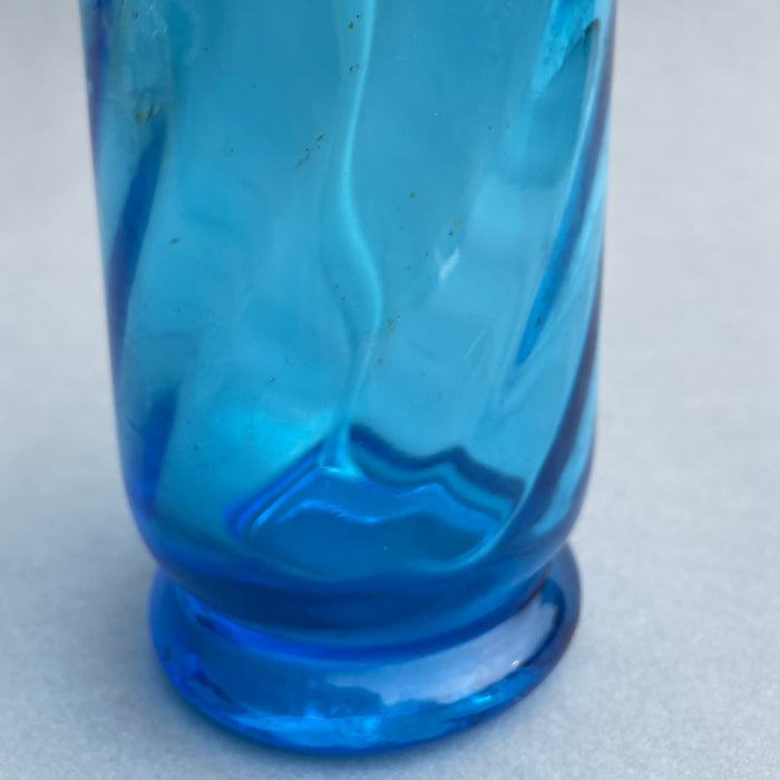 Artisan-crafted vintage blue bottle with siphon stem visible inside, highlighting quality and authenticity of early 20th-century production.