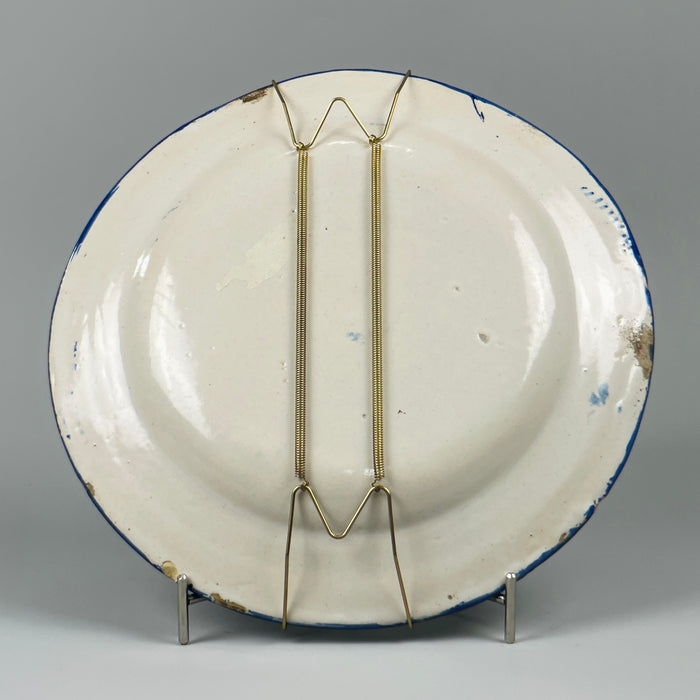 Antique Spanish Manises fiance with wall mounted hanger 