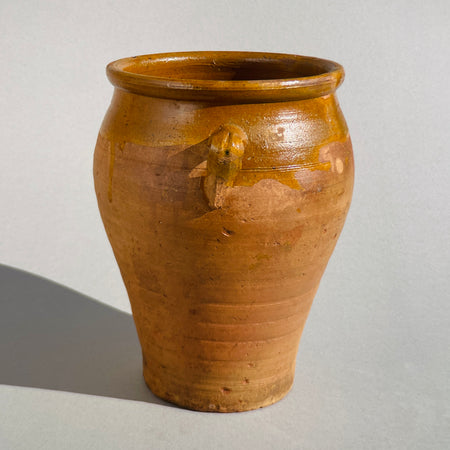 Angled shot showing the wide mouth and natural glaze drips
