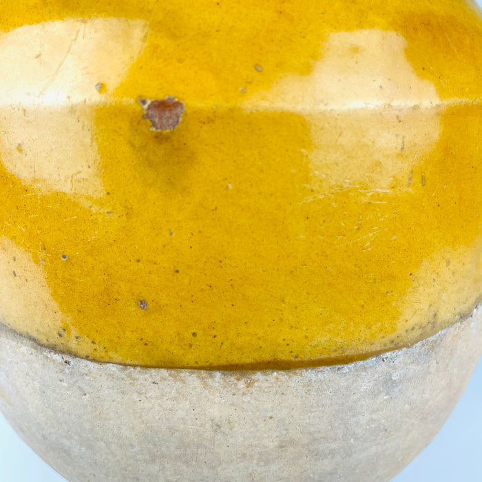 Antique Terracotta French Confit Pot – 19th Century Yellow Glazed Pottery Jar