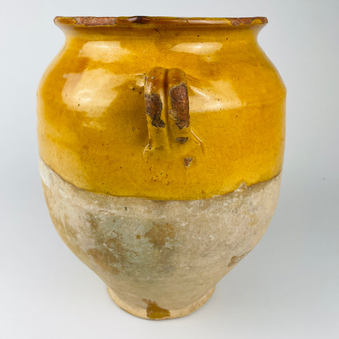 Antique Terracotta French Confit Pot – 19th Century Yellow Glazed Pottery Jar