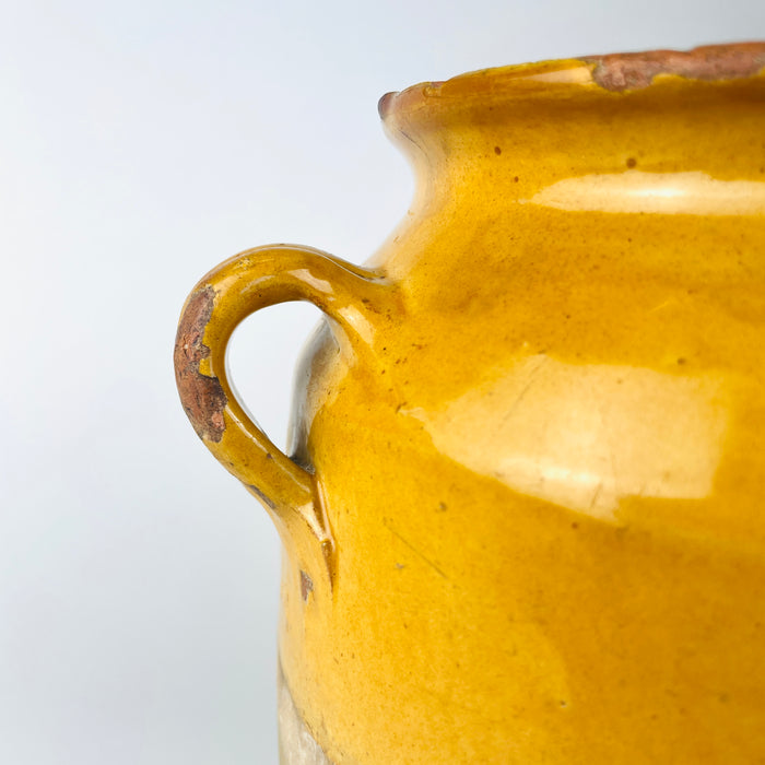 Antique Terracotta French Confit Pot – 19th Century Yellow Glazed Pottery Jar