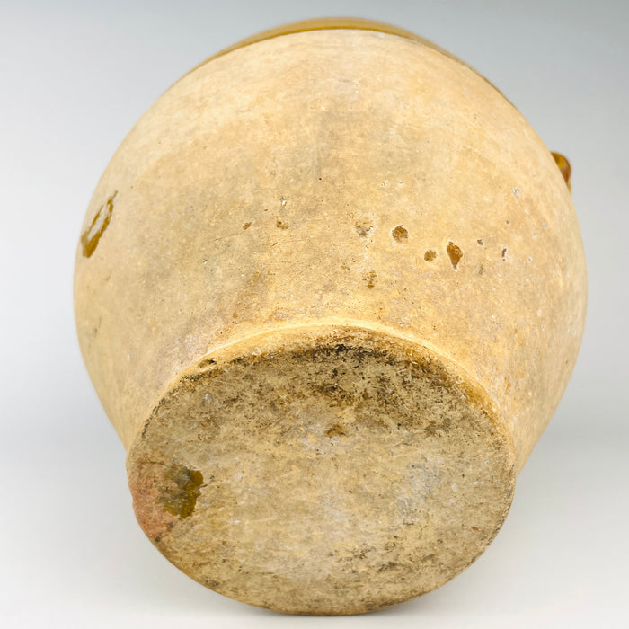 Antique Terracotta French Confit Pot – 19th Century Yellow Glazed Pottery Jar