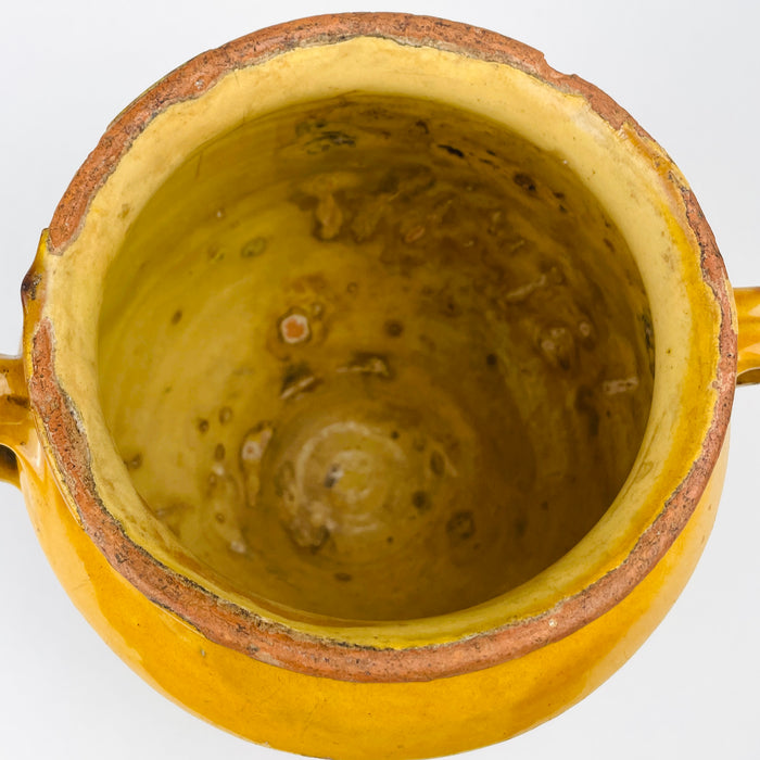 Antique Terracotta French Confit Pot – 19th Century Yellow Glazed Pottery Jar