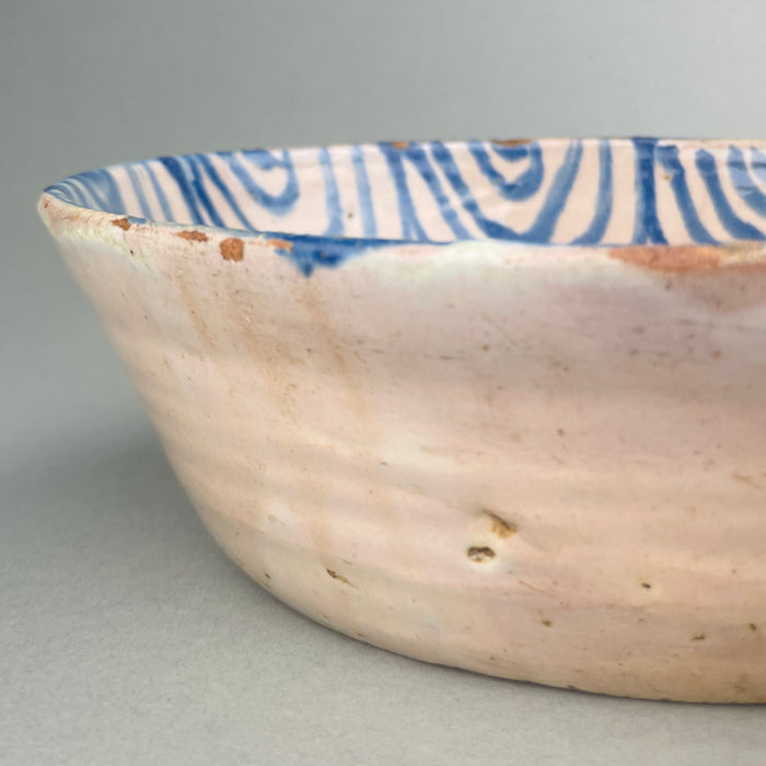Handcrafted Spanish lebrillo pottery bowl ideal for rustic farmhouse or Spanish revival interiors.