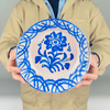 Large antique Fajalauza bowl with deep form and cobalt decoration, handmade in Granada, Spain during the 19th century, providing Rustic Home Decor impact, Mediterranean Decor depth, Cottage Decor character, Coastal decor expression, Japandi simplicity, wabi sabi ceramic texture and Vintage Kitchen authenticity in farmhouse decor.