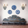 Vintage Home decor wall art setting with Spanish Fajalauza bowl in cobalt blue bird motif and floral designs. Ideal for Farmhouse Decor, Cottage Decor, Wabi sabi, Coastal decor or Mediterranean decor.