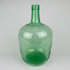 Vintage Spanish bottle vase formed as a 5 L green glass demijohn by VIRESA in Benigànim, Valencia, circa 1960s. Transparent sea green color, darker emerald accents, a broad body and narrow neck make it practical for long dried stems, eucalyptus or olive branches. The utilitarian wine carboy form complements Mediterranean decor without appearing overly rustic.