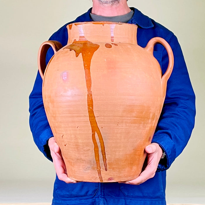Antique Large Decorative Terracotta Vase — Spanish Pottery Floor Vase, Early 20th Century